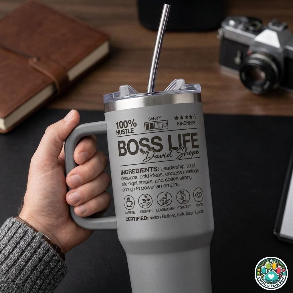 Boss Life David Shope tumbler grabado laser